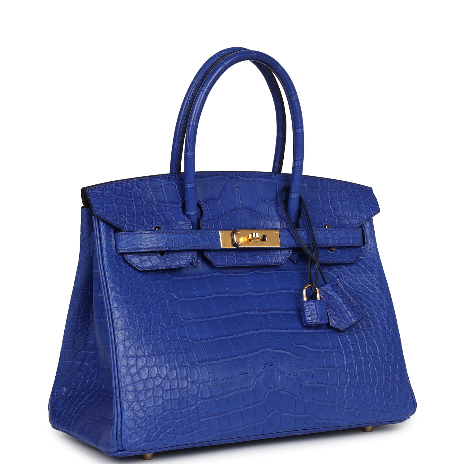 Birkin 30 Bleu Electric Matte Alligator Gold Hardware