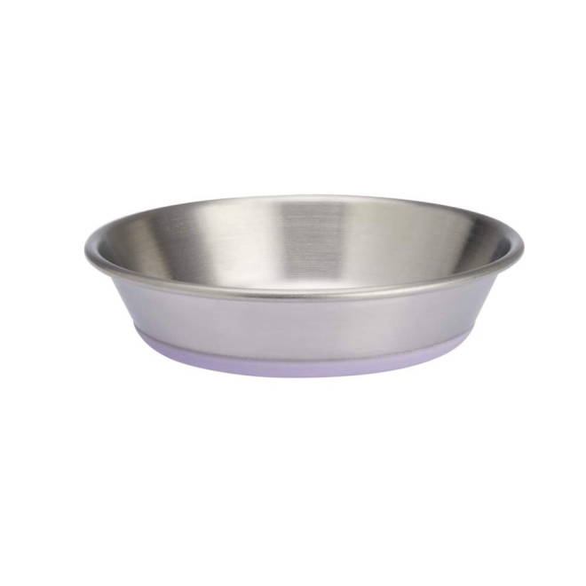 Basic Plain st.steel matskål med silikonbunn S