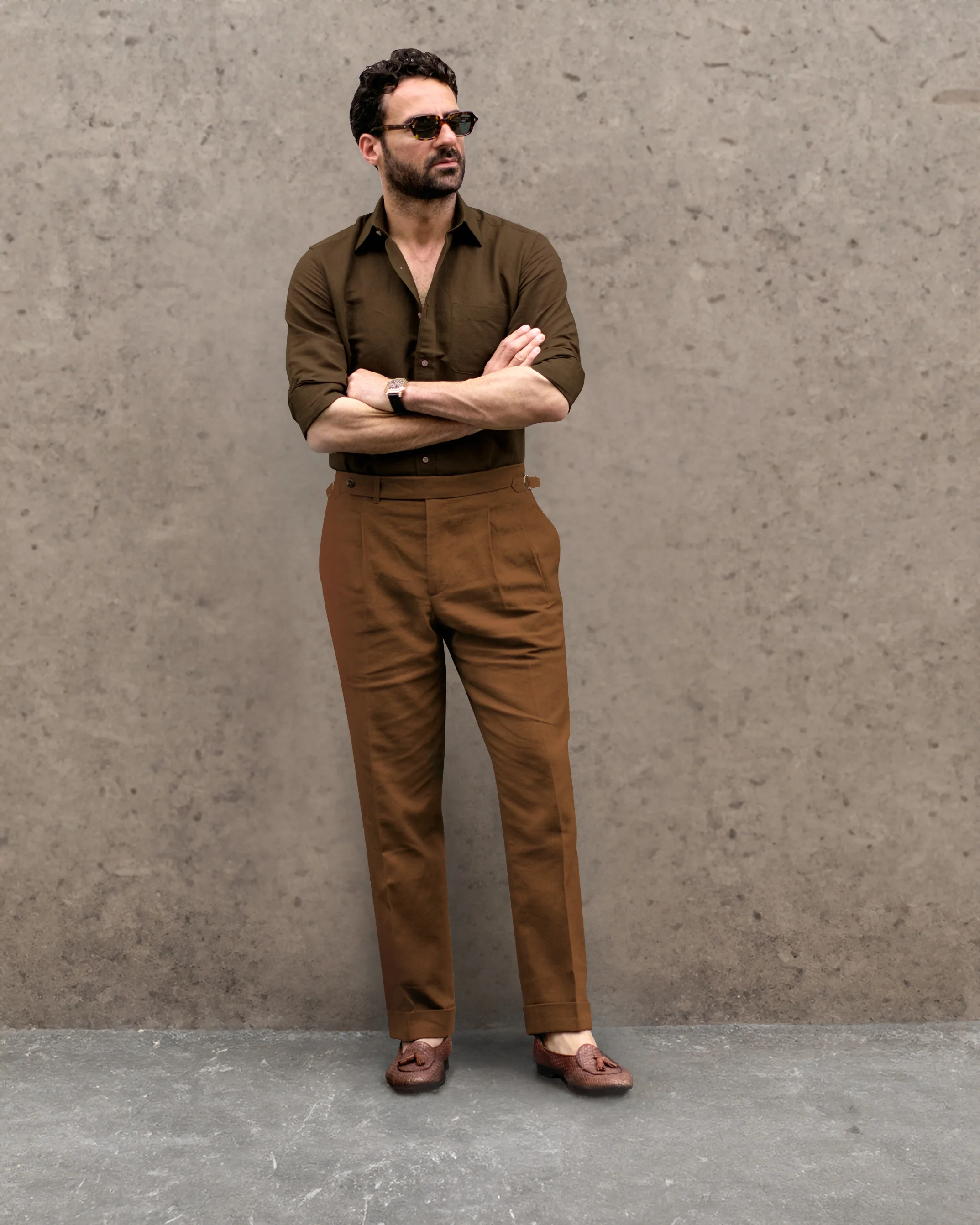 Tobacco Linen Dress Pant