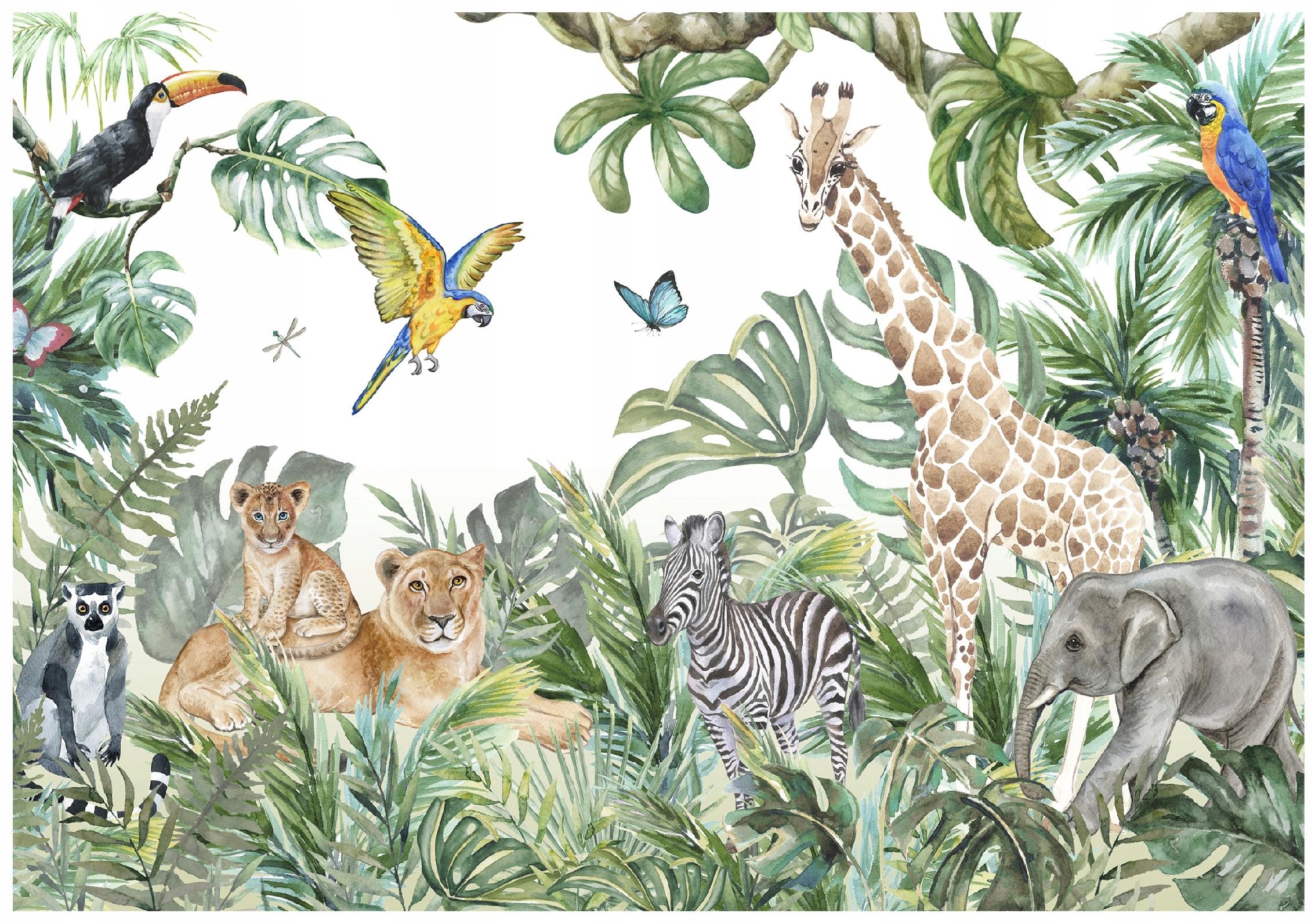 Wall mural for children forest animals jungle safari children's wallpaper
