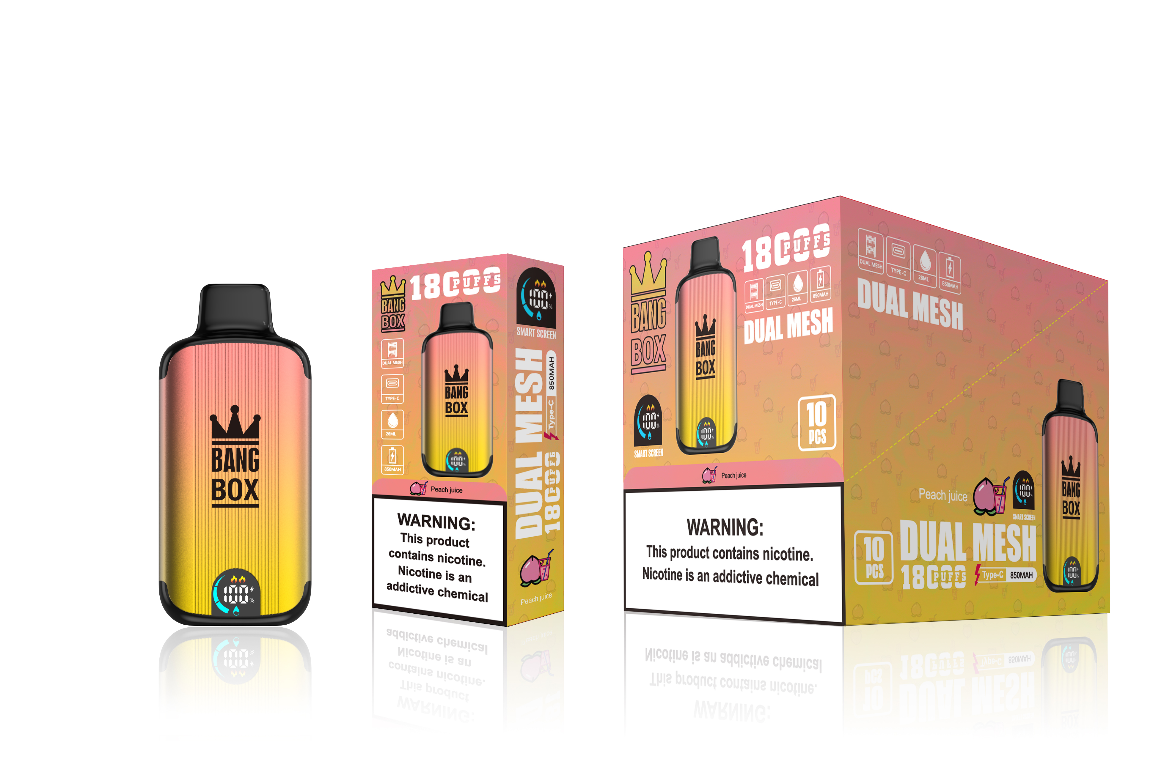 （3 pieces）Bang Box 18000 Puffs New Product LED Display Disposable Vape