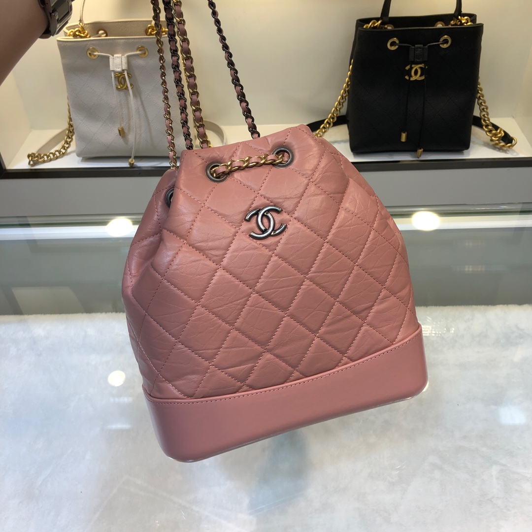 Gabrielle Small Quilted Aged Calfskin Backpack in Pink - Mocuir