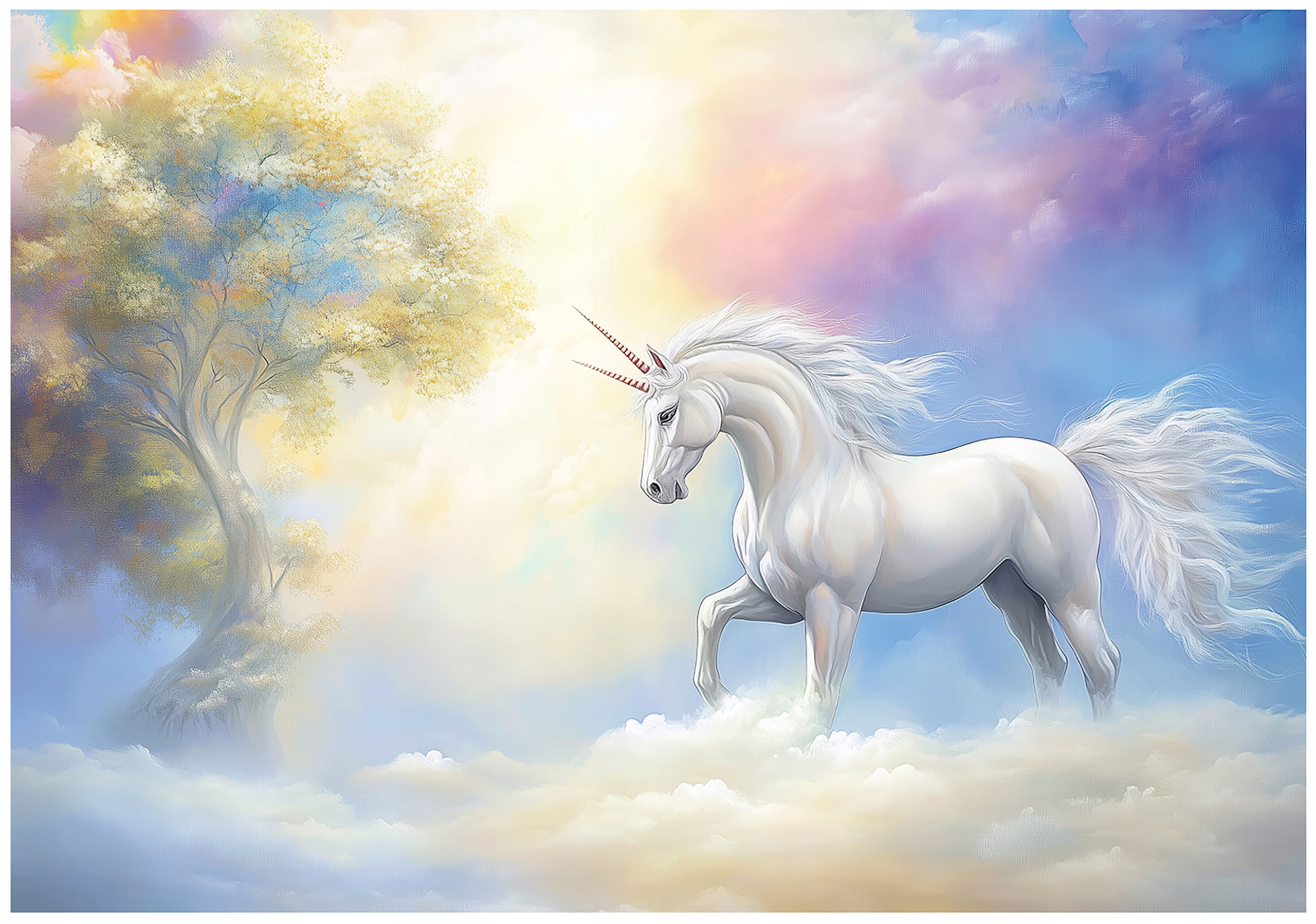 Wall mural for girls, unicorn, sky, non-woven wallpaper,