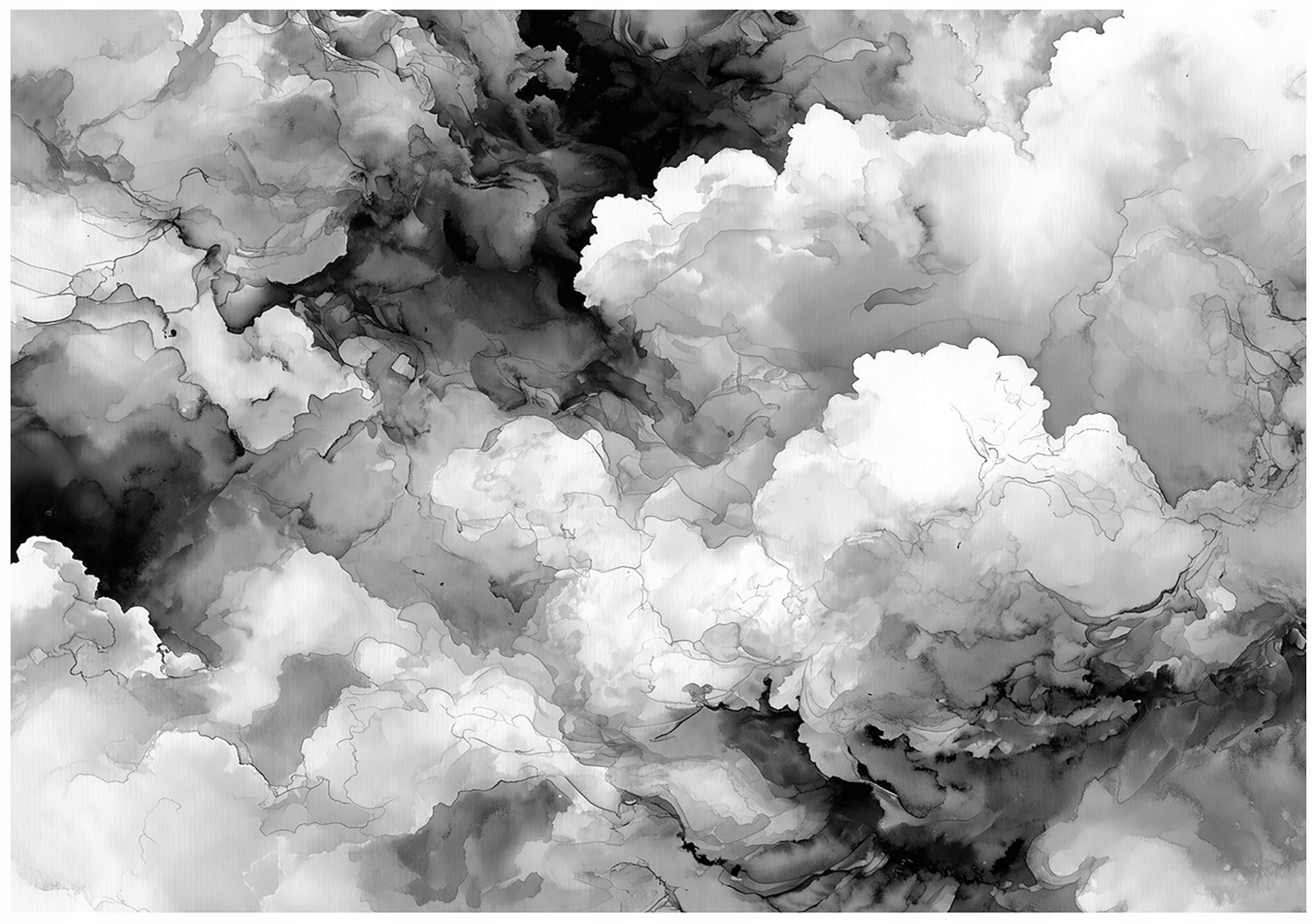 Black and white marble wall mural for the bedroom or living room, non-woven wallpaper