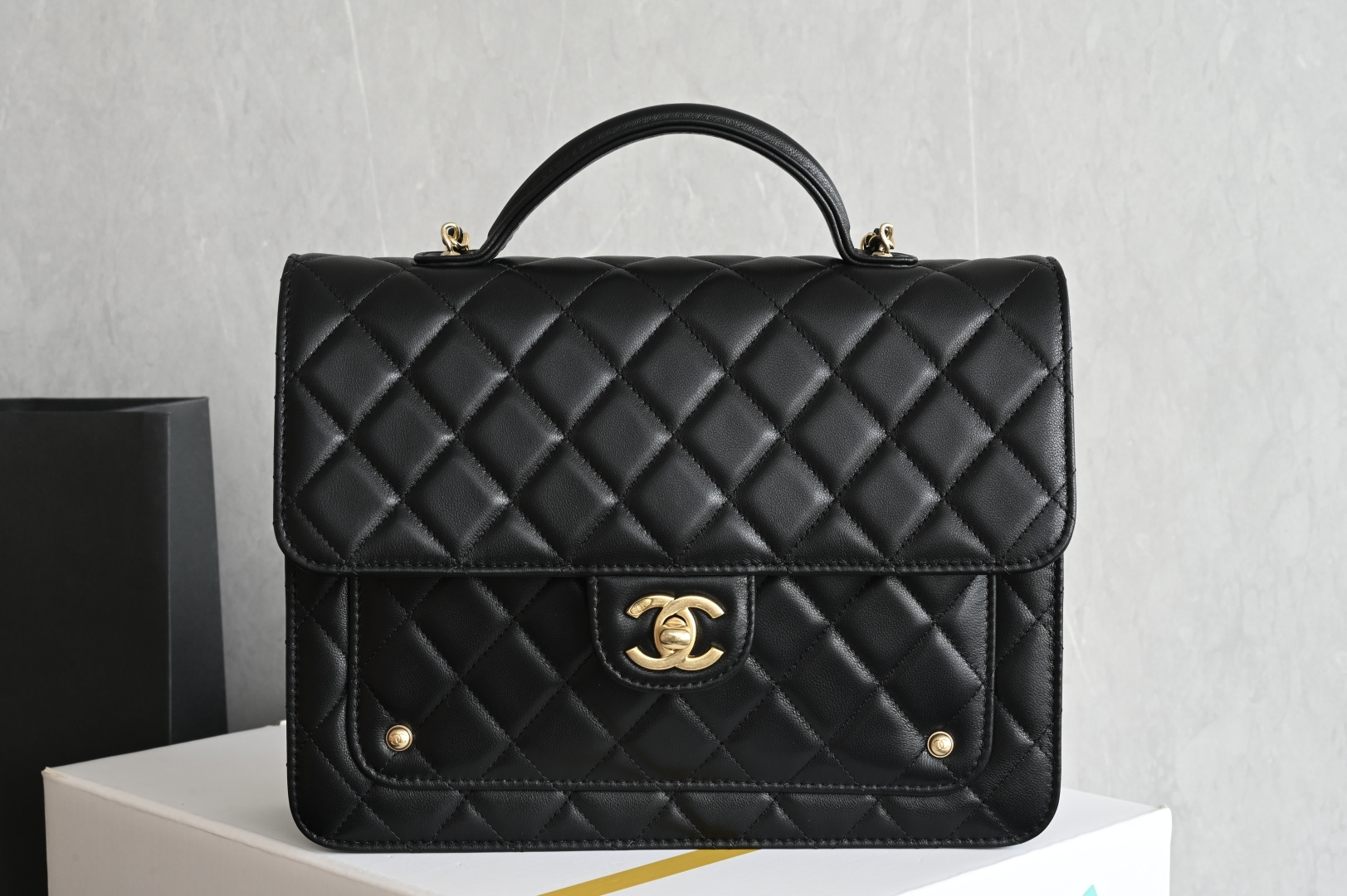 2025B Backpack in Black Shiny Lambskin with Gold-Tone Hardware (Model AS5704) - Mocuir