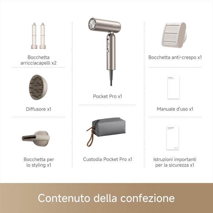 DREAME - Asciugacapelli POCKET PRO GOLD-Titanio Oro