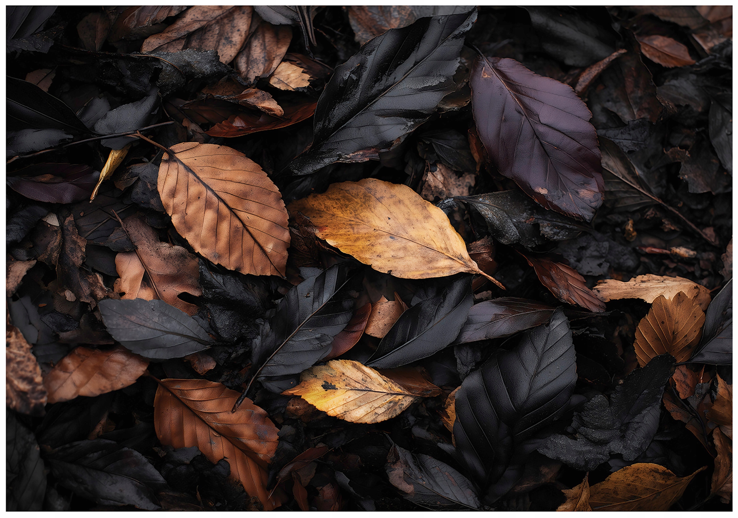 Wall mural leaves nature black bedroom living room wallpaper non-woven