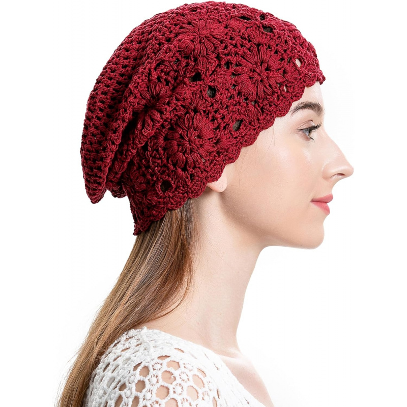 Women's Cotton Crochet Slouchy Beanie Hat