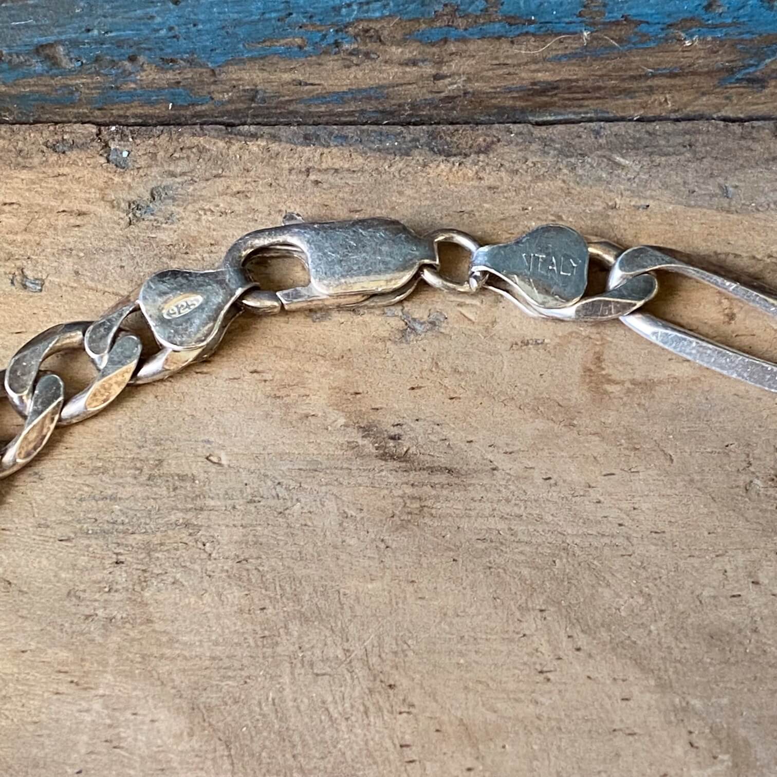 Heavy Figaro Chain Bracelet Sterling Silver