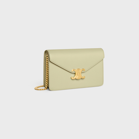 WALLET ON CHAIN MARGO IN SHINY CALFSKIN ALMOND GREEN