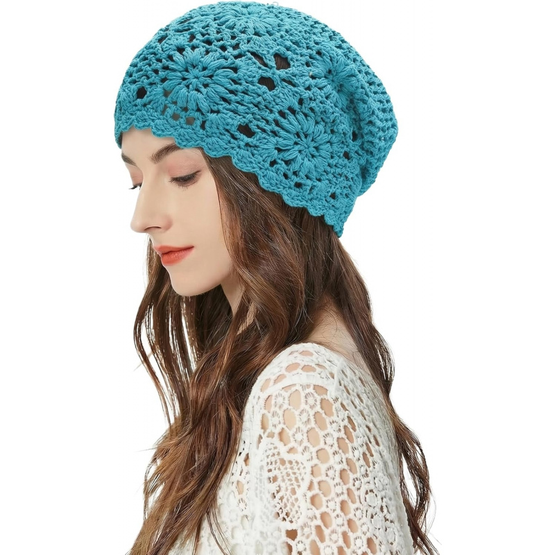 Women's Cotton Crochet Slouchy Beanie Hat