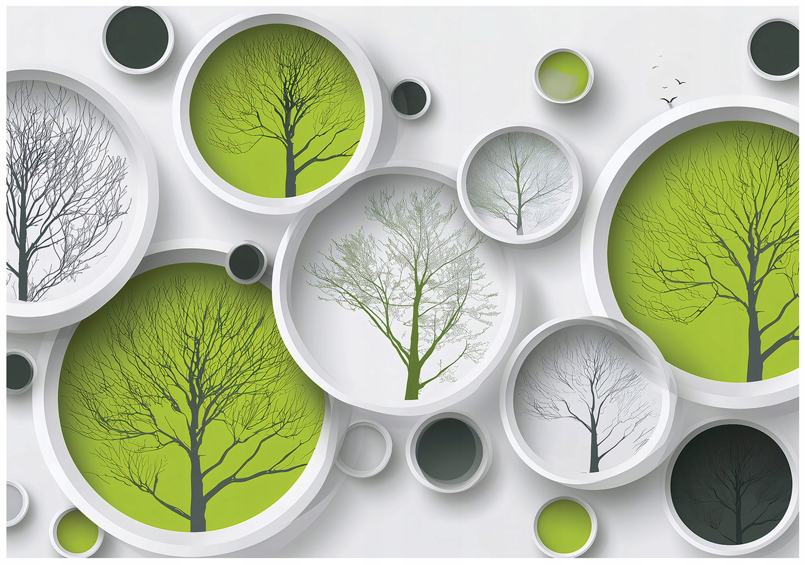 3D abstract tree geometry wall mural for the bedroom or living room