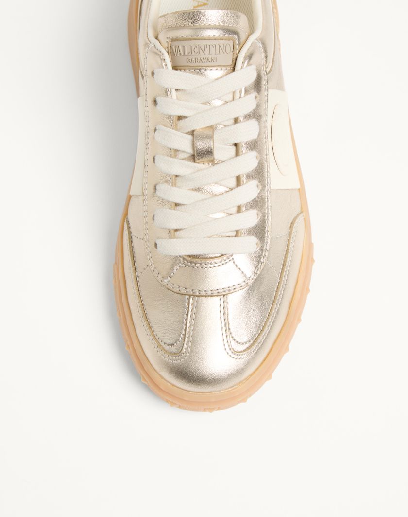 UPVILLAGE TRAINER IN LAMINATED CALFSKIN WITH NAPPA CALFSKIN LEATHER BAND