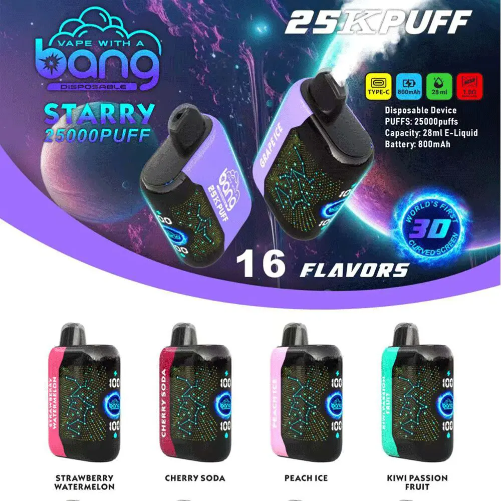 （3 pieces）Bang Starry 25000 25K Puffs Hottest LED Display Disposable Vape