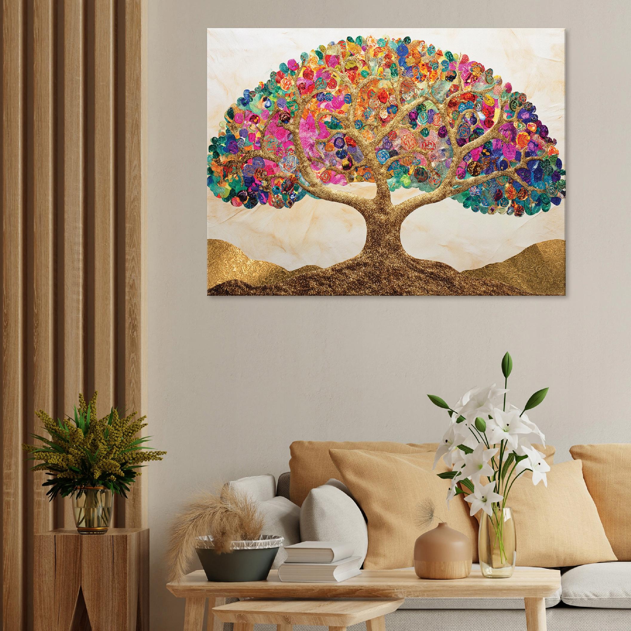 Abstract tree painting, art on canvas, wall, bedroom, living room, 40x30