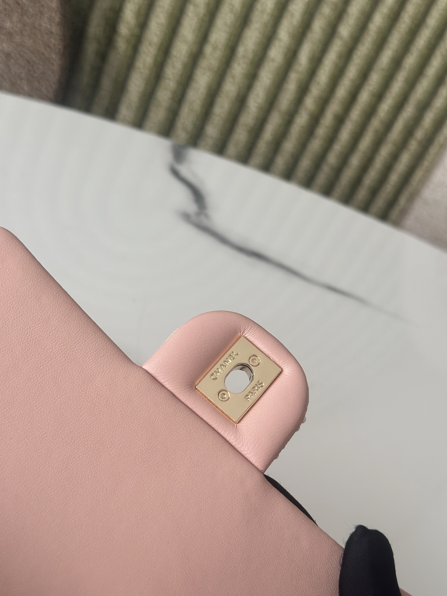 24C25C Small Classic Flap Bag in Sakura Pink Crystal & Pearl Embellished Lambskin with Light Gold-Tone Hardware - Mocuir