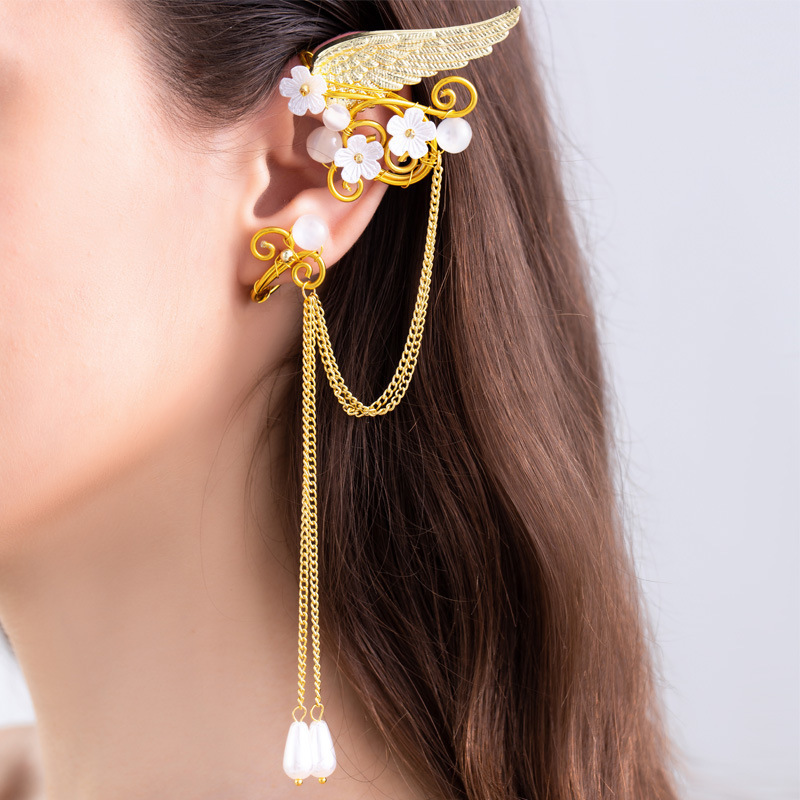 Earclip retro earrings tassel earrings