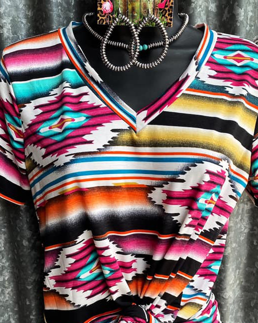 Women Summer Aztec V-Neck Top