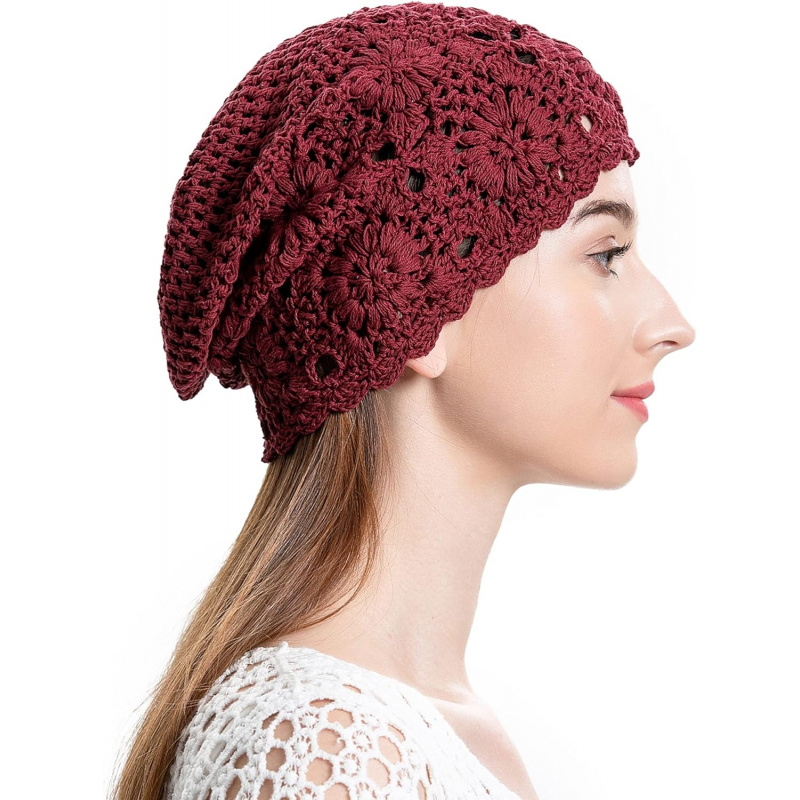 Women's Cotton Crochet Slouchy Beanie Hat