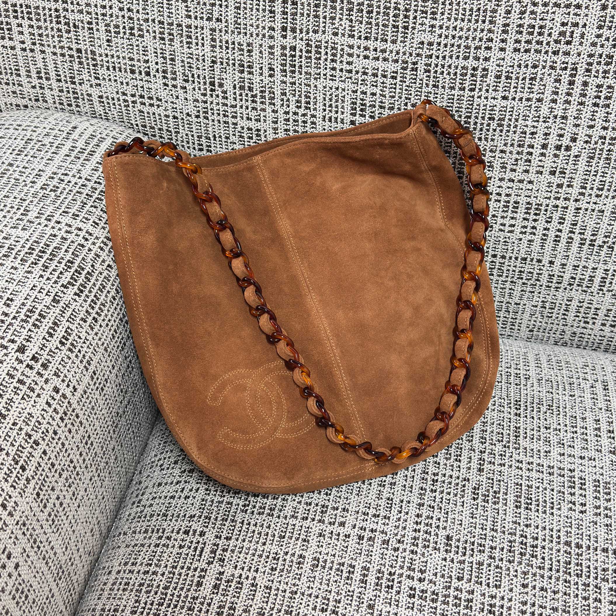 Vintage CC Tortoise Chain Bag（Suede Camel） - Mocuir
