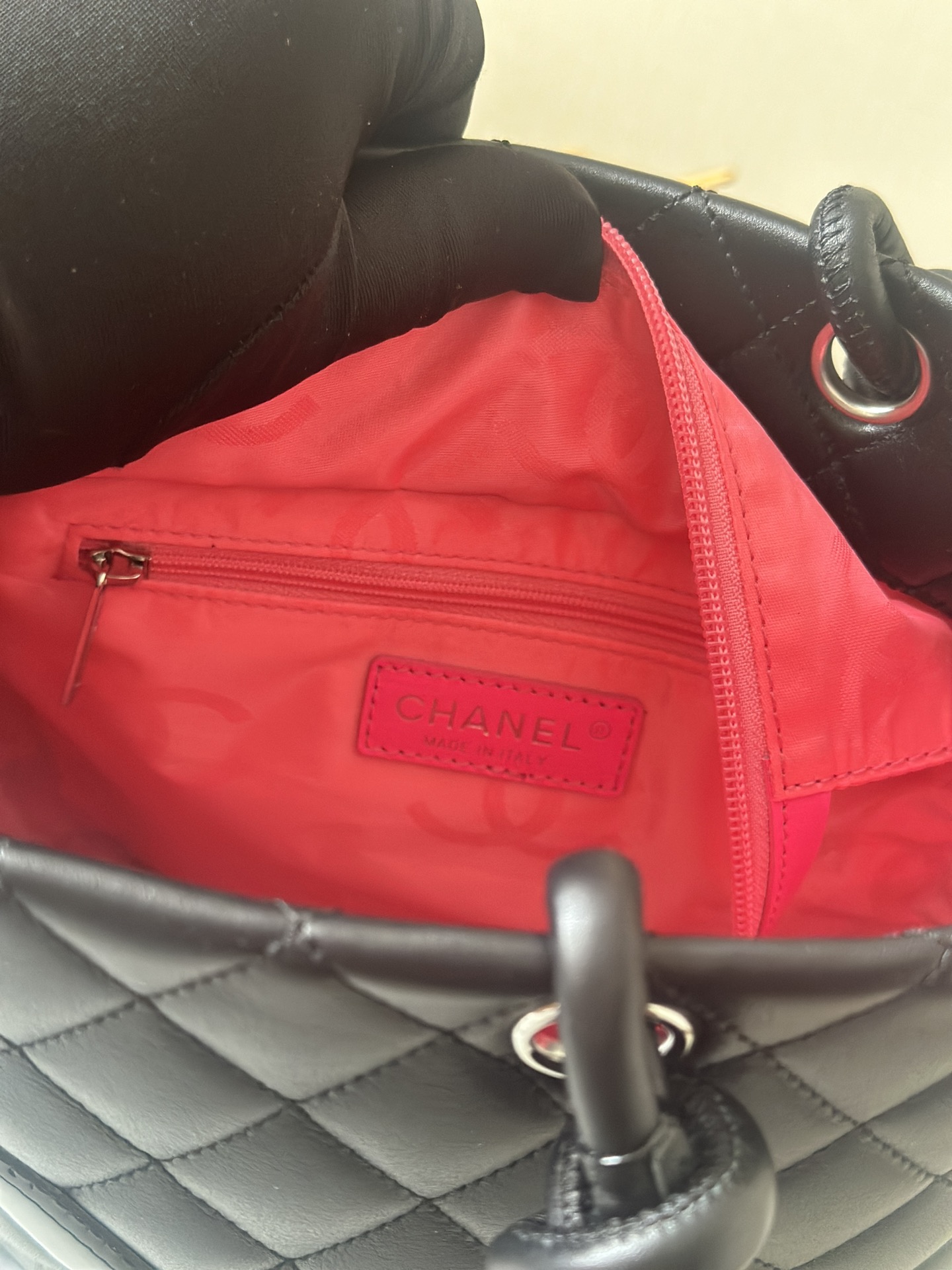 Black Quilted Cambon Small Tote Bag with Patent CC Logo - Mocuir