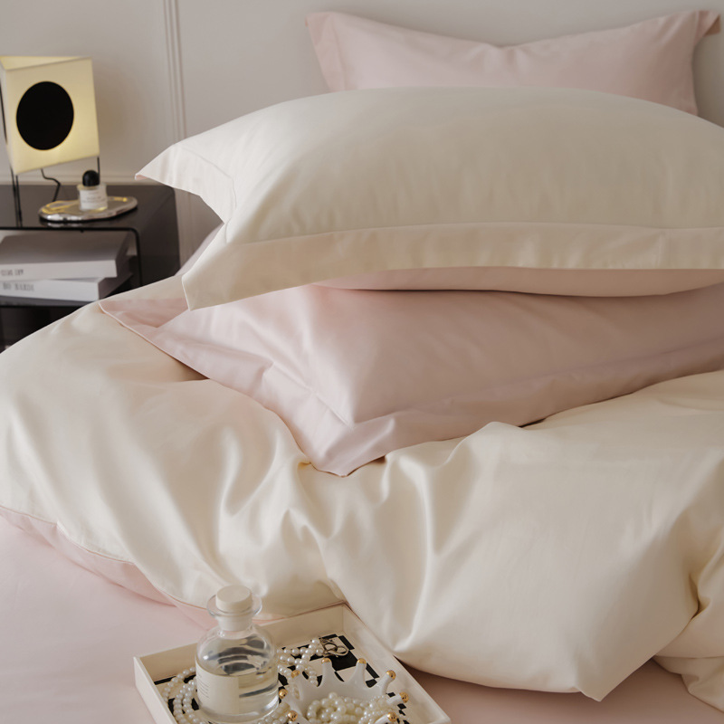 High-grade 100S long staple cotton satin bed sheet four-piece set cotton cotton girl heart quilt cover bedding