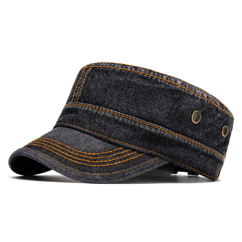 Men's Retro Washed Denim Contrast Stitching Cadet Cap