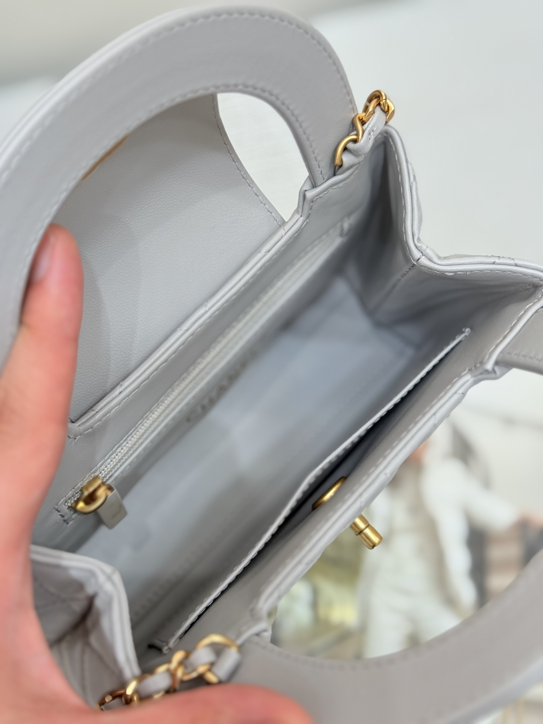 Mini Kelly Bag with Handle（Light Grey） - Mocuir