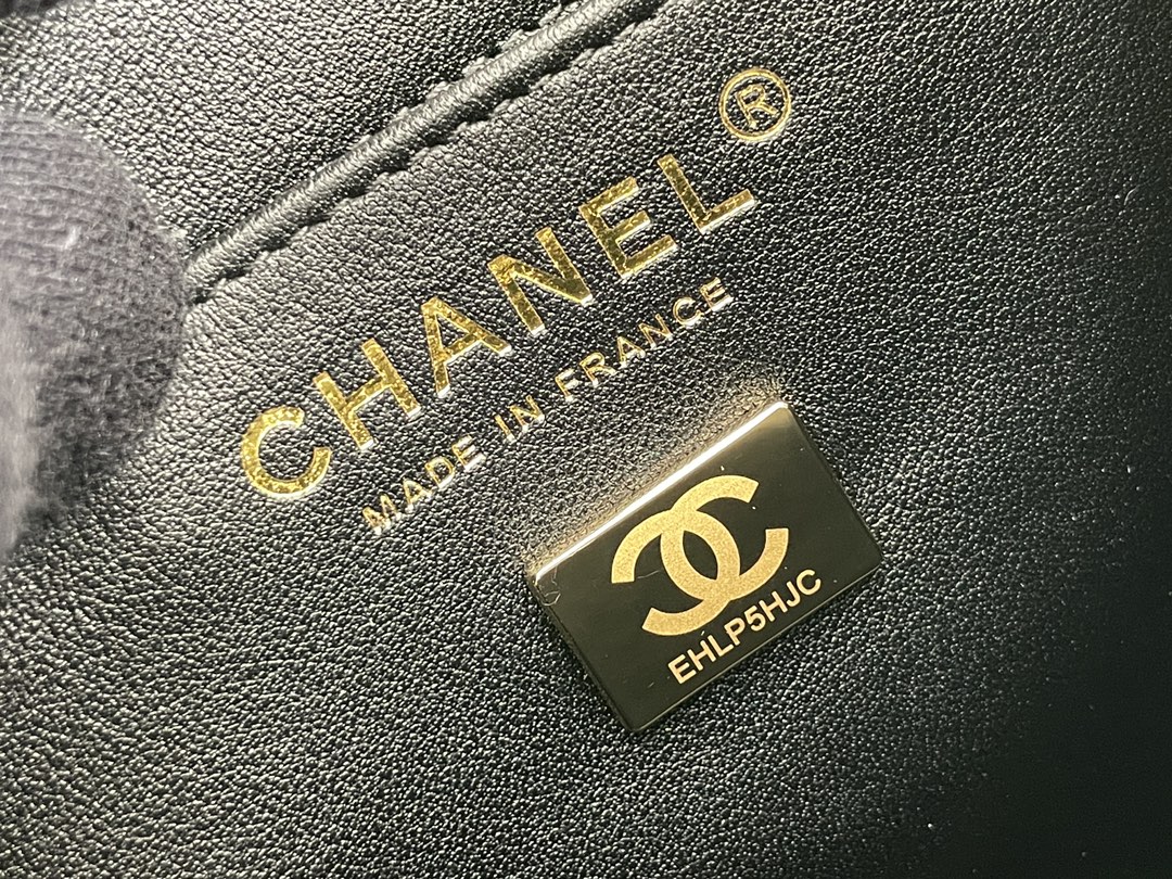 23P Mini Bucket Tote Bag in Black Quilted Grained Calfskin (Caviar) with Silver-Tone Hardware (Model AS3176) - Mocuir