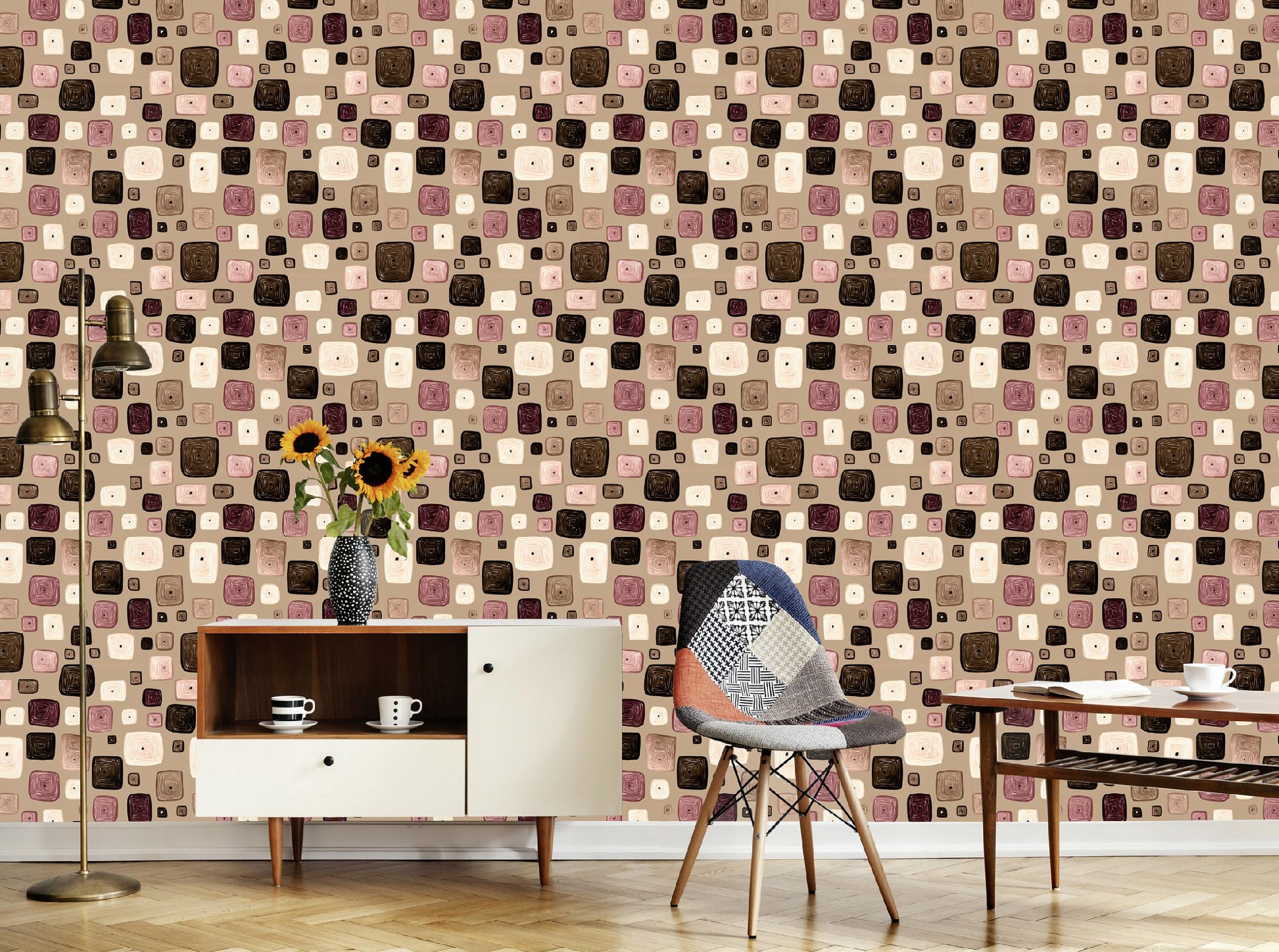 Vintage geometric abstract wallpaper on non-woven fabric for living room and bedroom walls