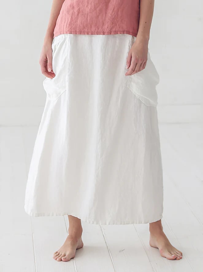 Women Solid Large Pockets Skirt