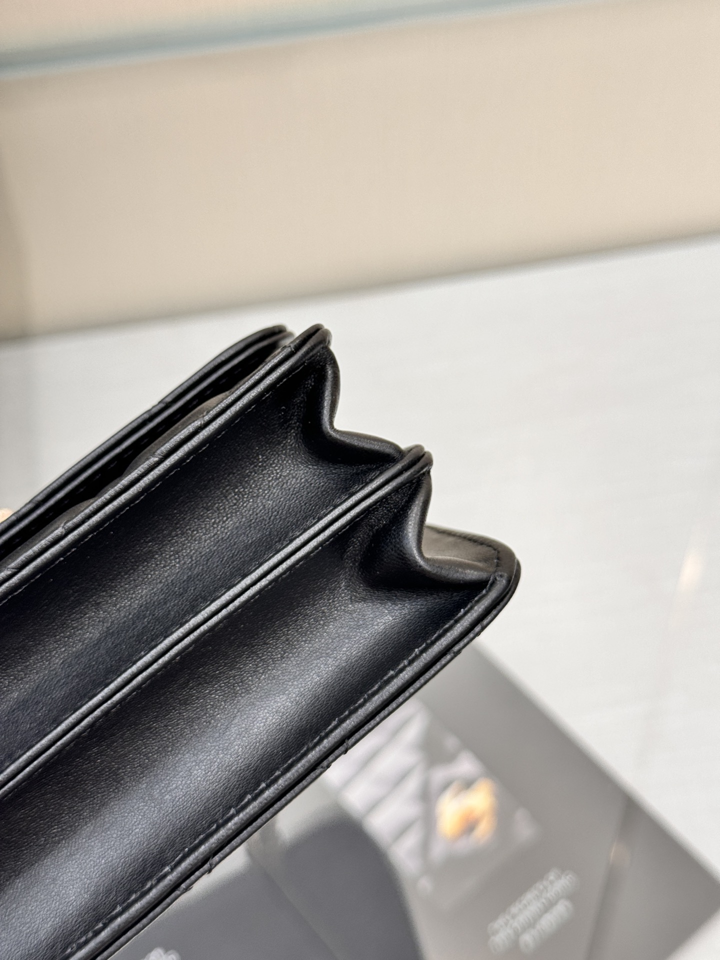 Wallet on Chain (WOC) with Crystal-Embellished Handle in Black Quilted Lambskin with Gold-Tone Hardware - Mocuir