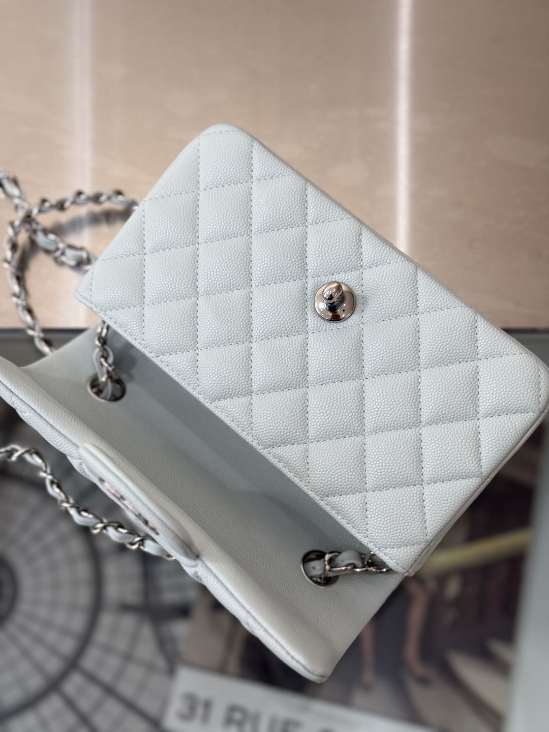 Mini Classic Flap Handbag（Light Teal） - Mocuir