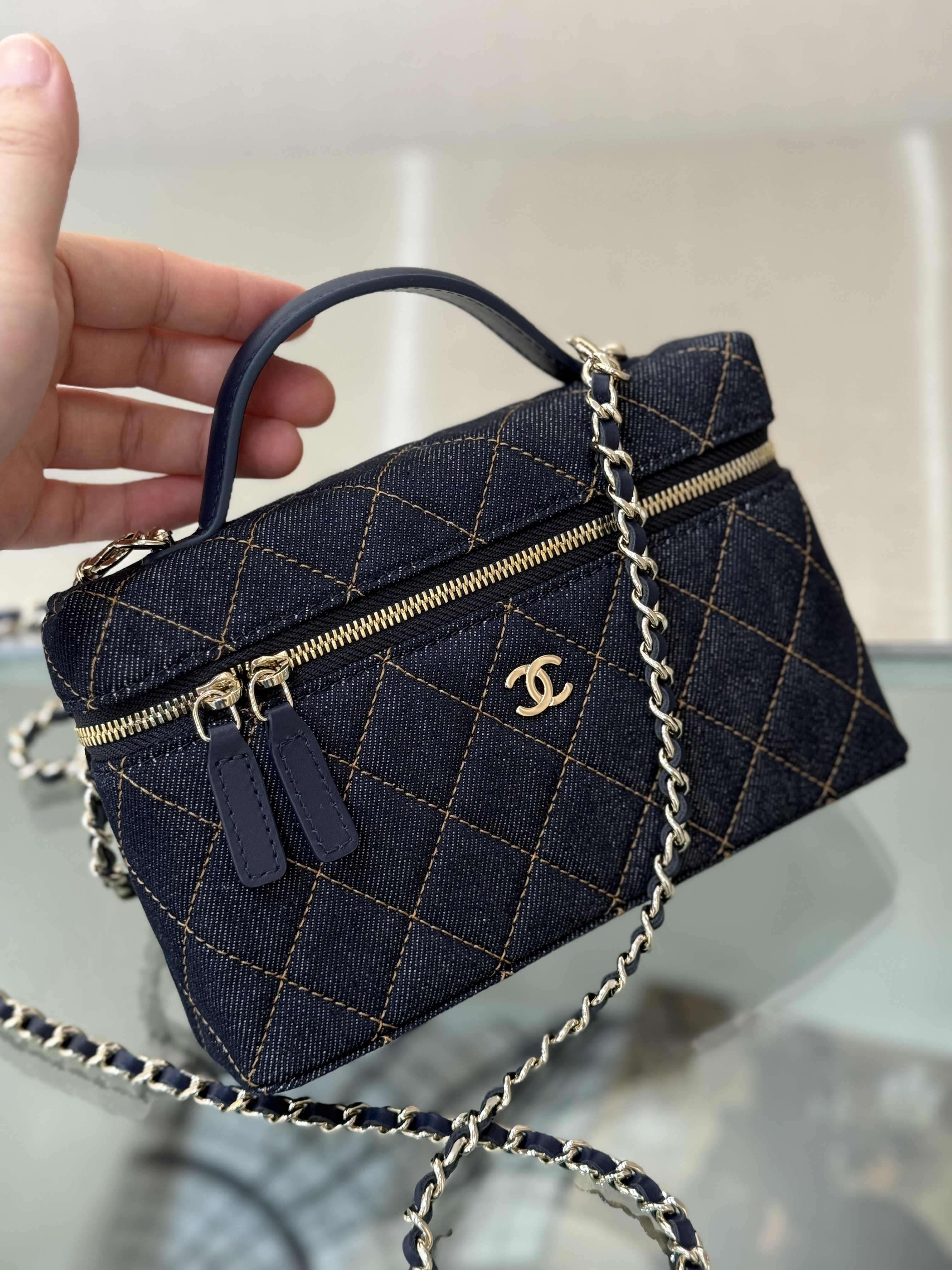 Small Vanity Case in Denim - Mocuir