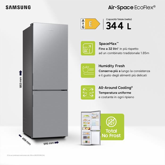 SAMSUNG - Frigorifero combinato RB33B610ESA/EF ClasseE 344lt-SILVER INOX