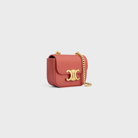 MINI CHAIN CLAUDE IN SHINY CALFSKIN RED CANYON