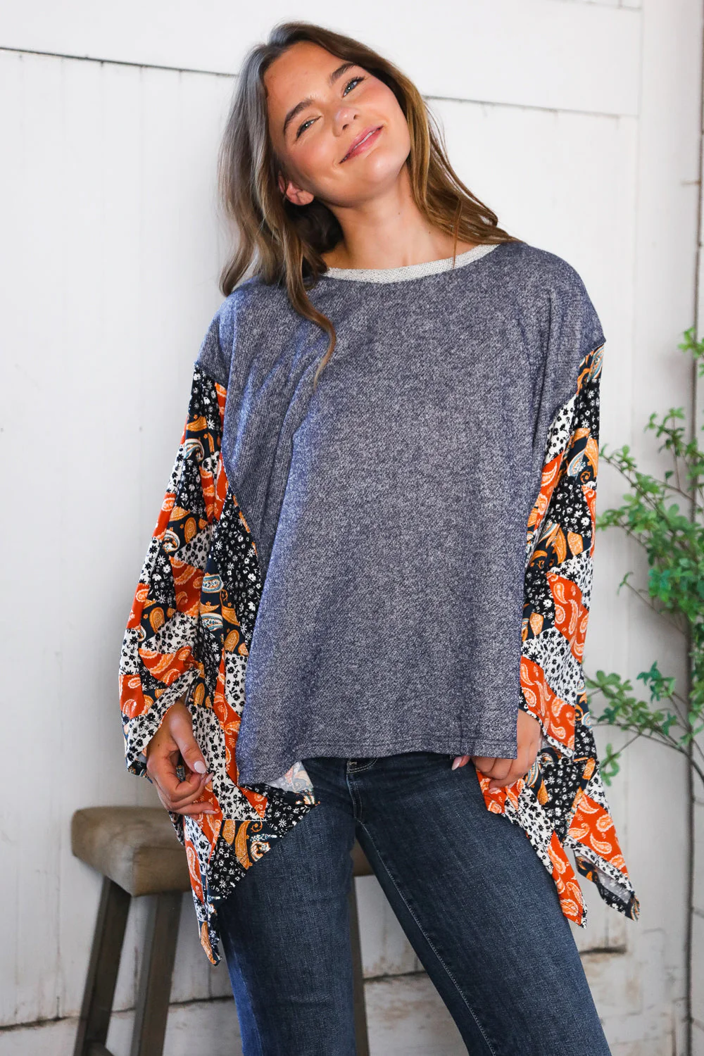 In A Paisley Daydream French Terry Poncho Top