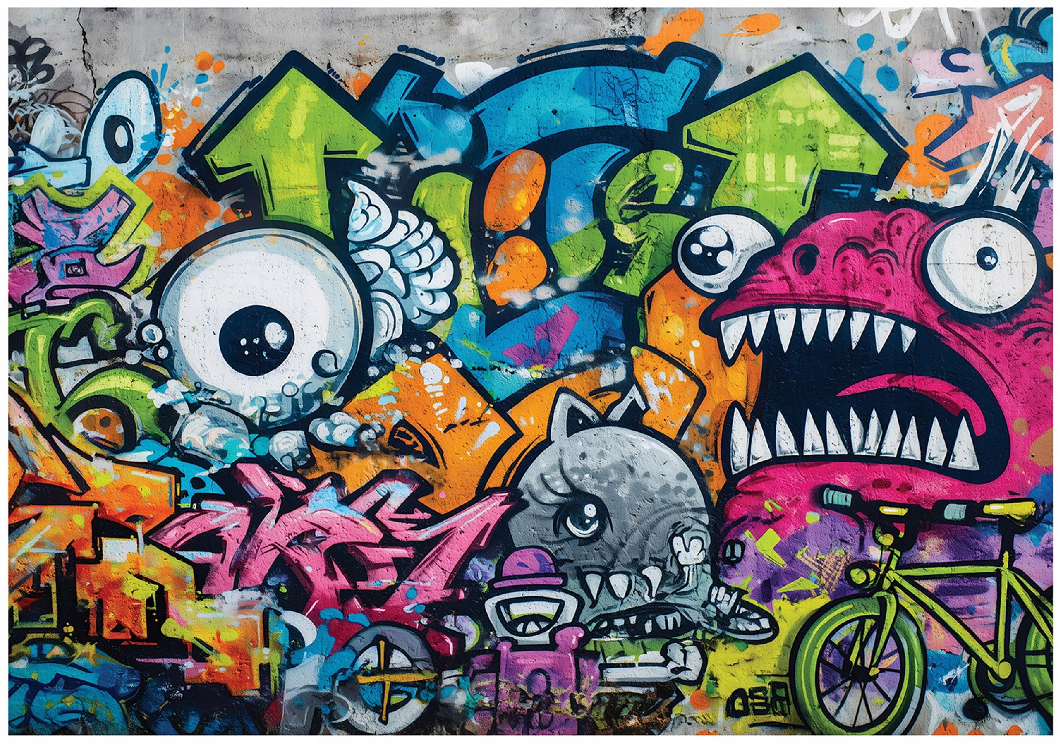 Graffiti brick wall wall mural for boys, children's wallpaper