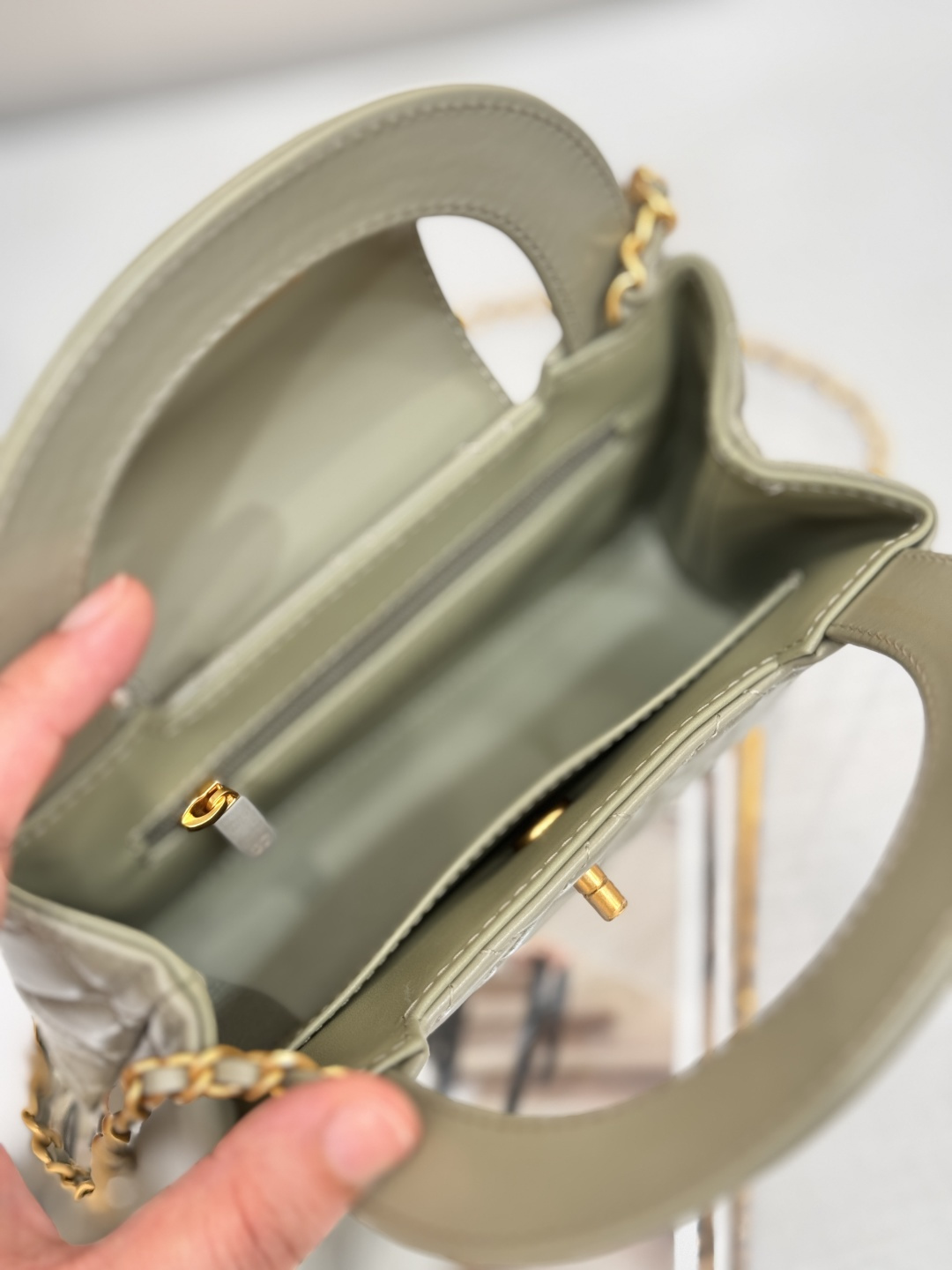 Mini Kelly Bag with Handle（Sage Green） - Mocuir