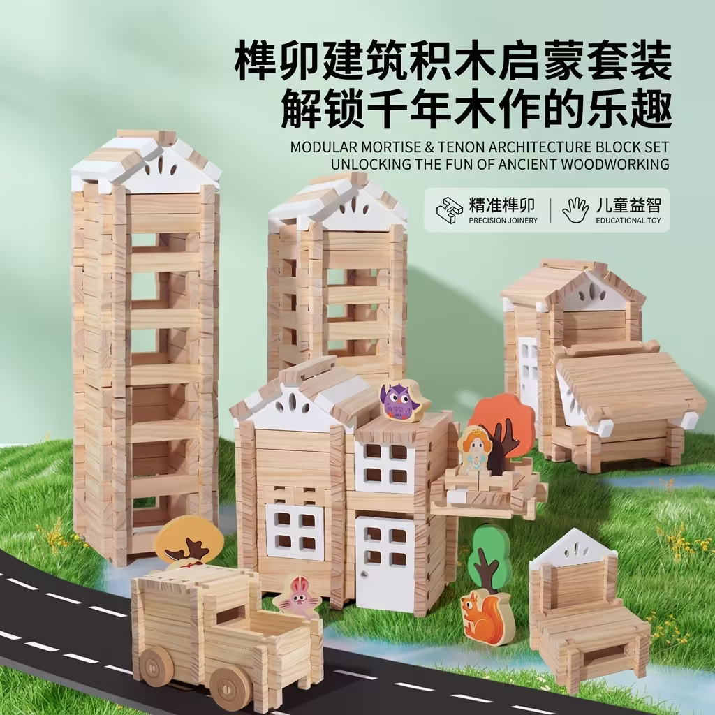 Mortise and Tenon Architectural Building Blocks Set - Little Architect City Series 榫卯建筑积木套装 - 小小建筑师城市系列