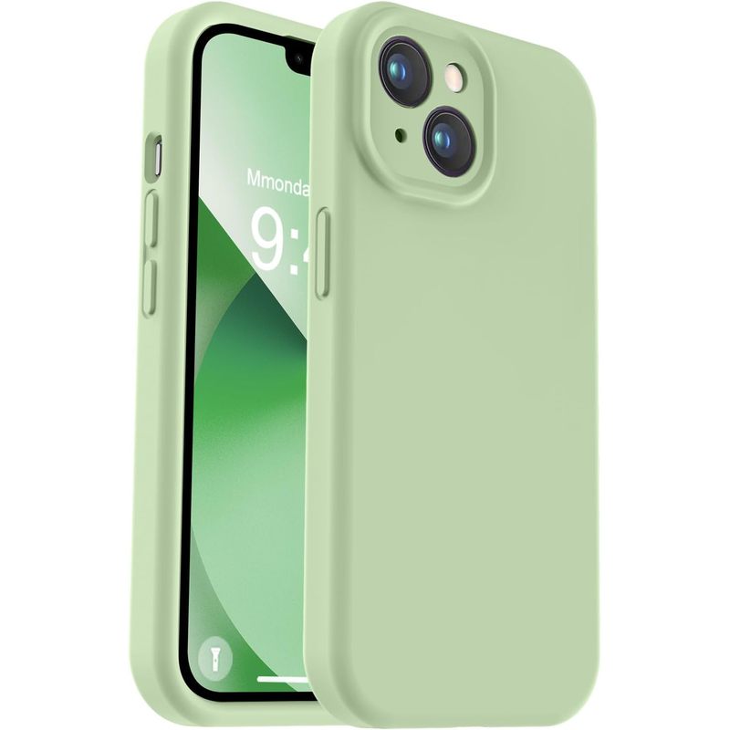 Compatible with iPhone 13 Case, Liquid Silicone Upgrade [Camera Protection] [Soft Anti-Scratch Microfiber Lining] Shockproof Phone Case for iPhone 13 6.1 inch - Matcha