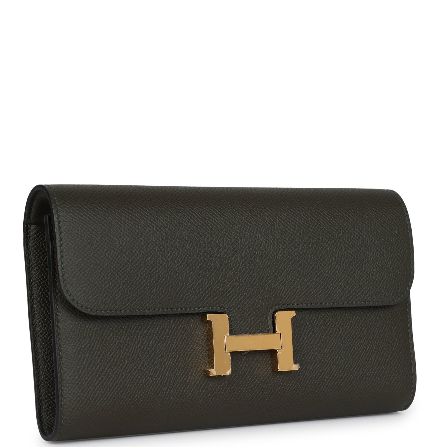 Constance Wallet To Go Vert De Gris Epsom Gold Hardware