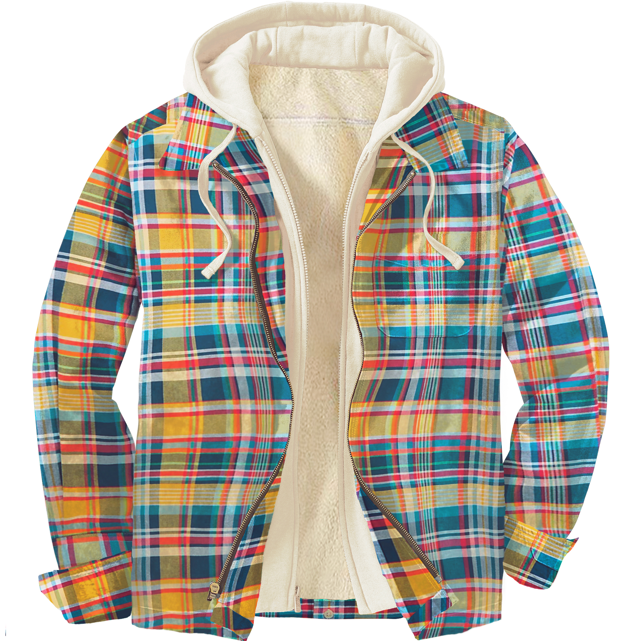 Men's Colorful Plaid Shirt Hooded Jacket
