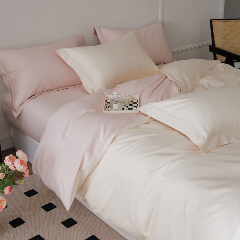 High-grade 100S long staple cotton satin bed sheet four-piece set cotton cotton girl heart quilt cover bedding