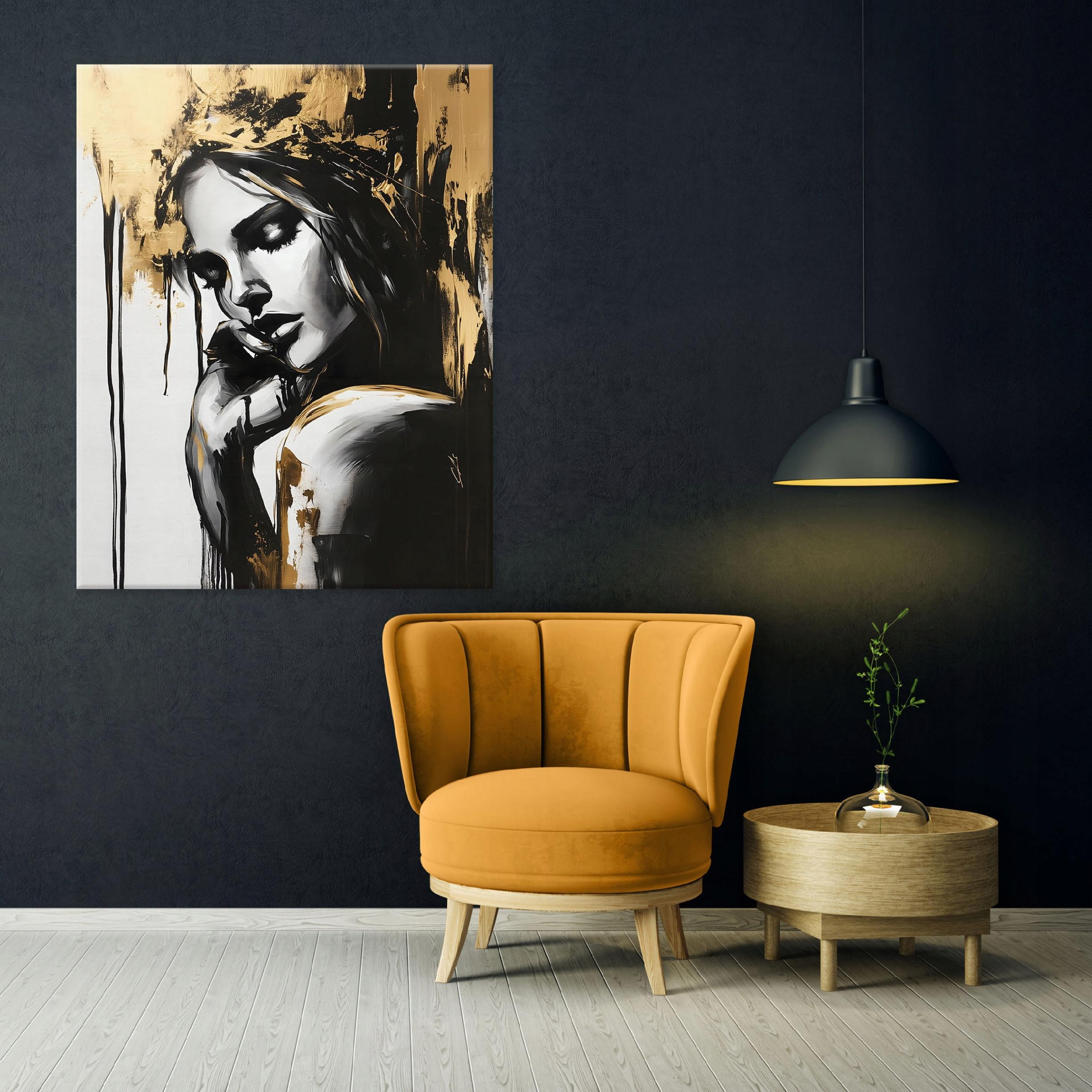 Abstract woman face painting on canvas wall art for the bedroom or living room, 40x30