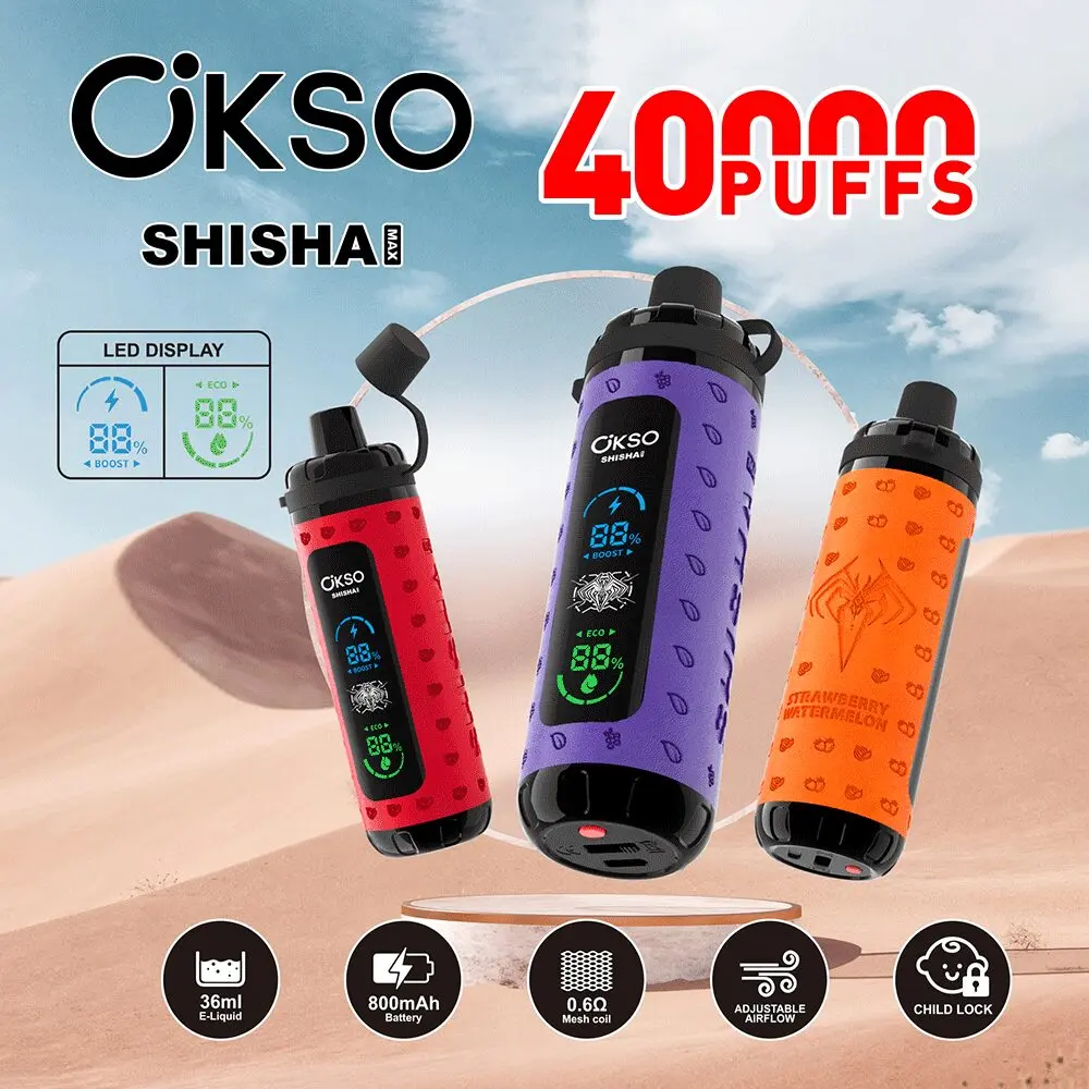 （3 pieces）OKSO ShiSha Max 40000 40K Puffs Newest LED Display Leather Disposable Vape Pen