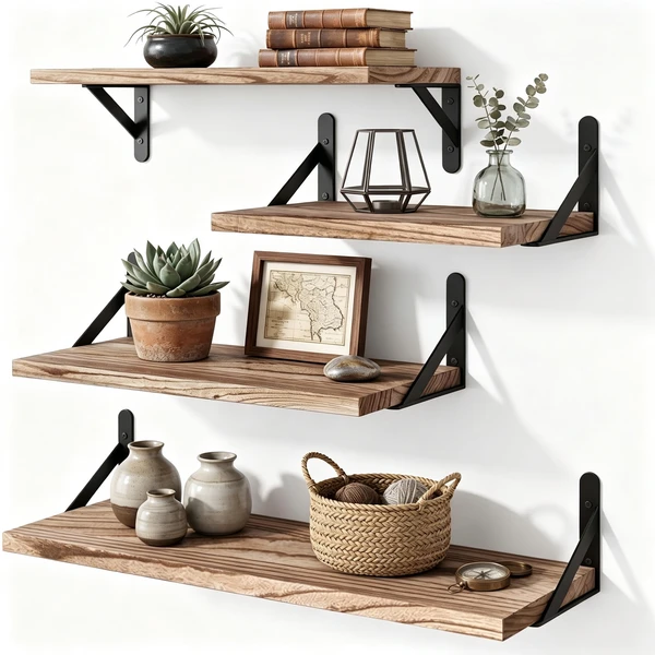Floating Shelves Wall Mounted Set of 4 Rustic