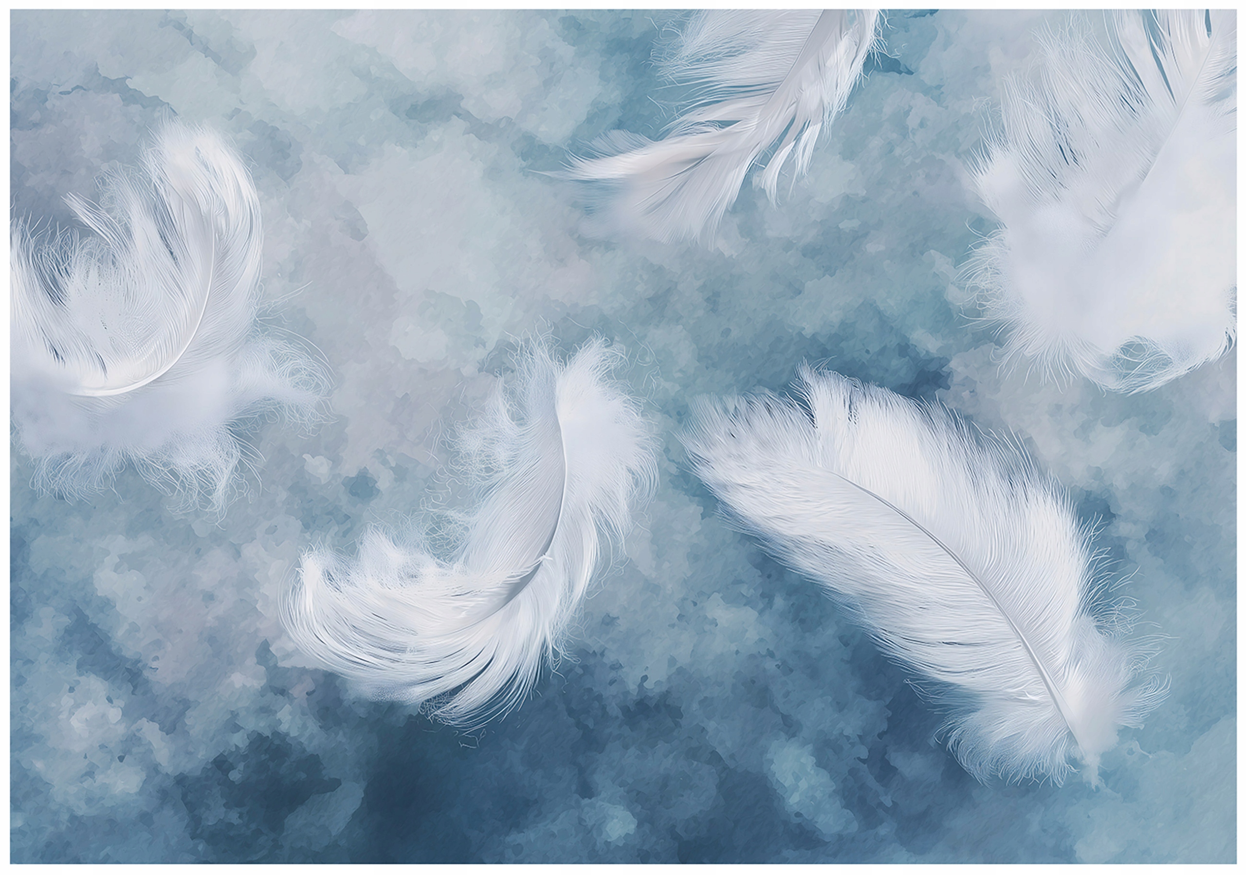 Abstract blue feather wall mural for the bedroom or living room