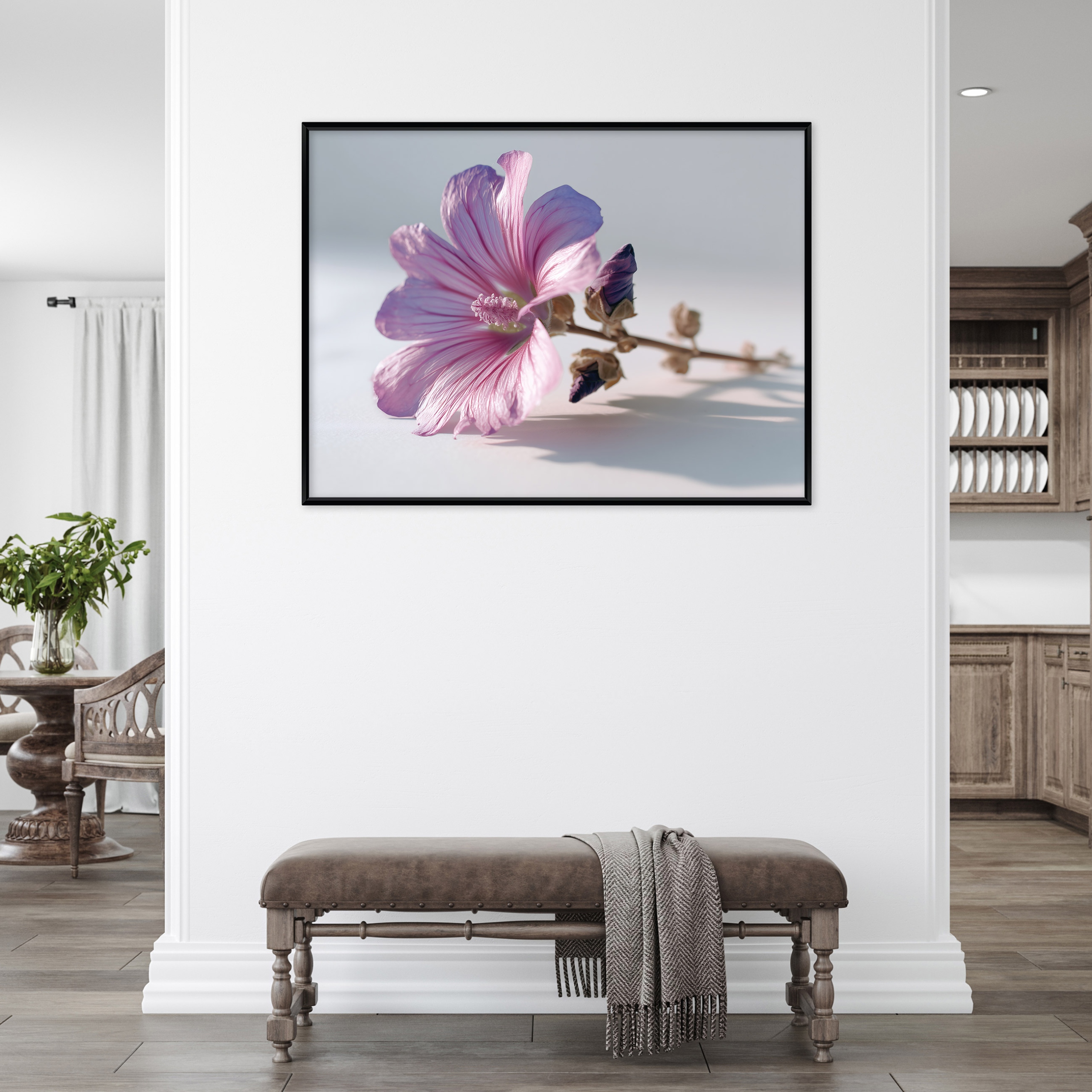 Black framed canvas painting flowers nature rose living room bedroom 40x30