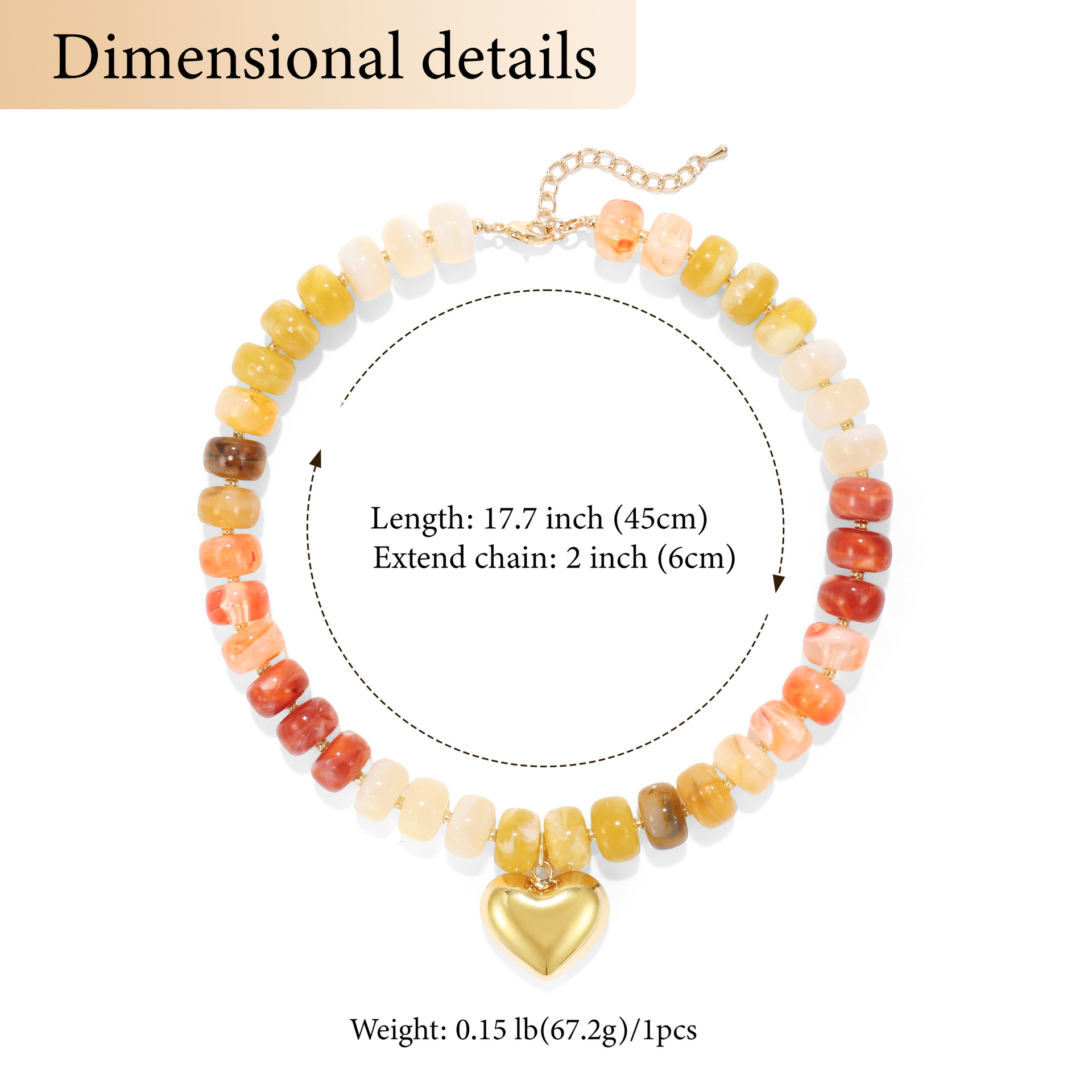 New colorful beaded love necklace fashion trend commuter everyday ladies Joker clavicle chain